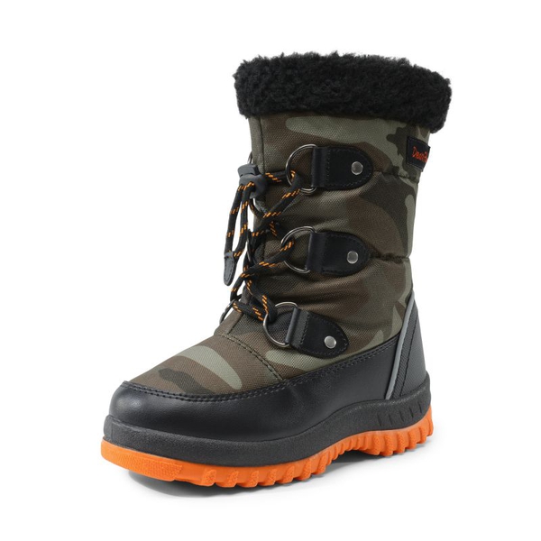 Kids Camouflage Slip Resistant Snow Boots - CAMO-ORANGE -  0
